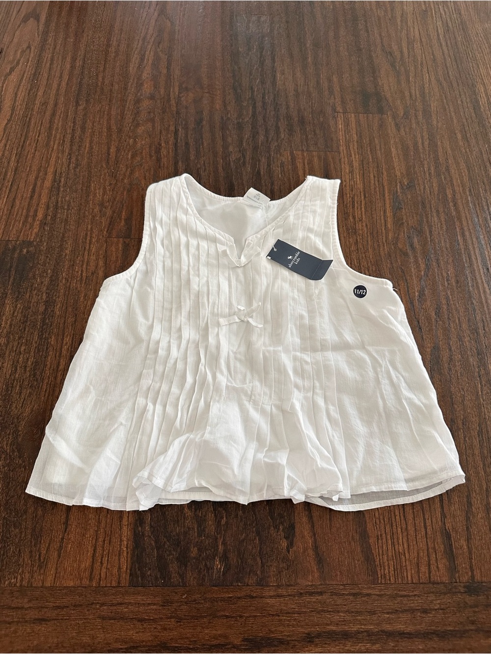 abercrombie kids White Pleated Sleeveless Tank